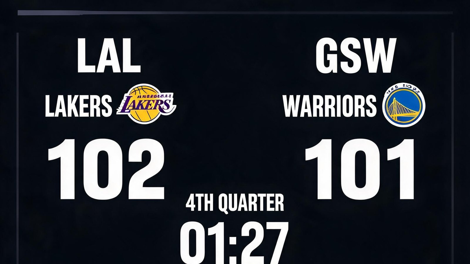 NBA篮球比赛实时比分界面，湖人队与勇士队比分胶着